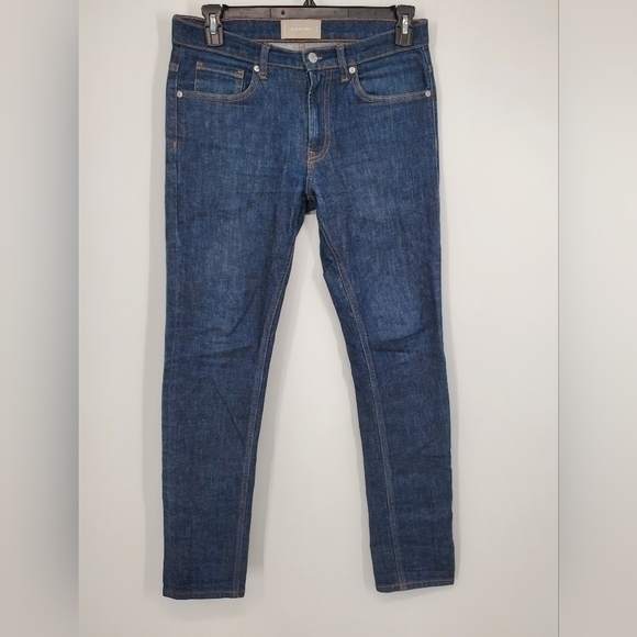 Men's EVERLANE The‎ Slim Fit Jeans Denim Dark Wash Zip Close Pockets Size 30 - Picture 1 of 4